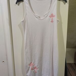 ROMWE White Mini Dress with Pink Cross Accents
